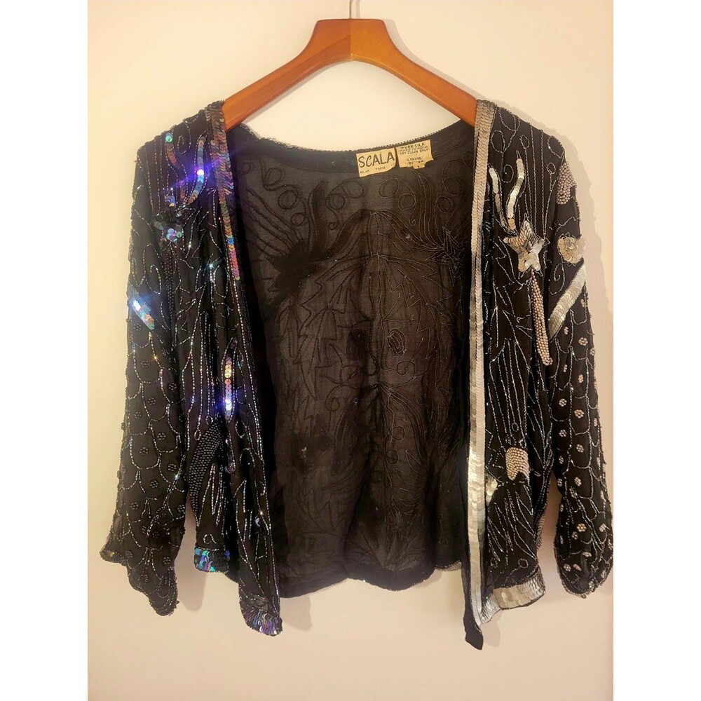 Vintage SCALA Beaded N Sequined Jacket Shawl